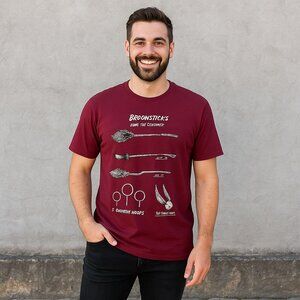 Harry Potter Broomsticks Graphic T-Shirts Used For Quidditch Magic Unisex Tee XL
